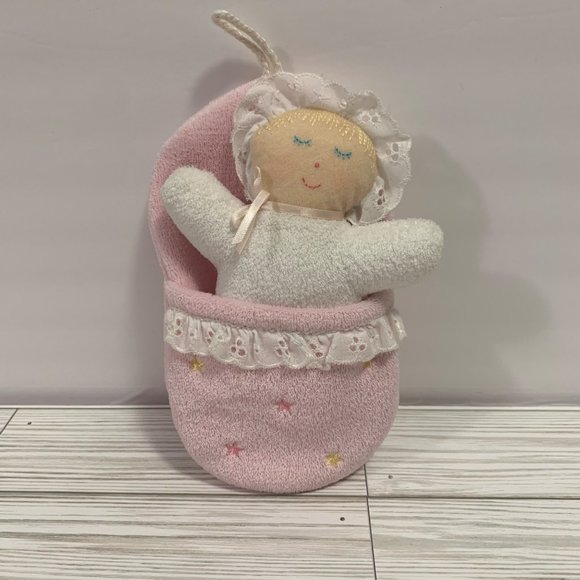 Vintage Eden Terry Cloth Baby Doll And Sleeping Bag Musical - Picture 1 of 7